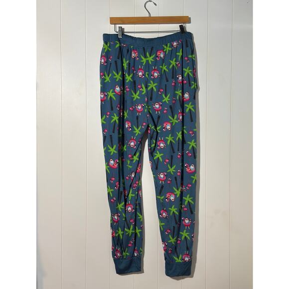 Santa’s Treasures · XL · Jogger Pajama Pants · Tropical Flamingo · Blue - Picture 4 of 6